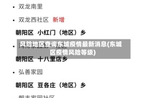 风险地区查询东城疫情最新消息(东城区疫情风险等级)